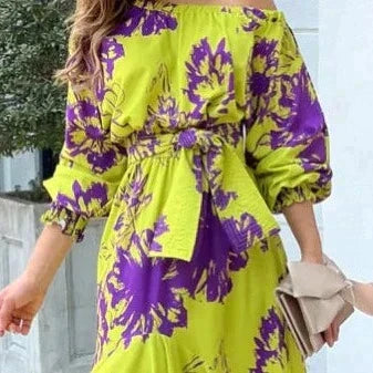 Nina | Robe Longue Bohème Fleurie à Ceinture