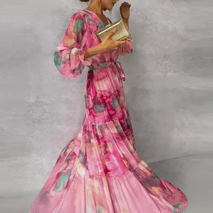 Jade | Robe Maxi Fleurie à Col V