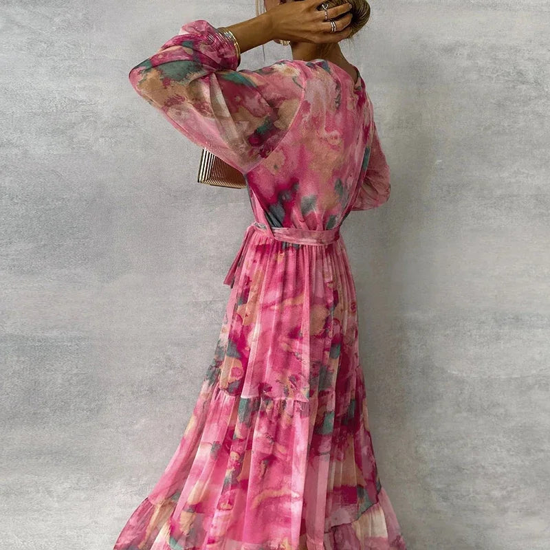 Jade | Robe Maxi Fleurie à Col V