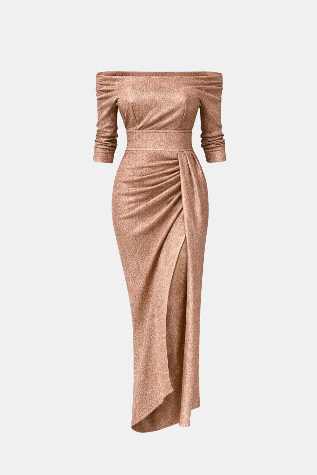 Louise | Robe Longue Drapée Épaules Dénudées