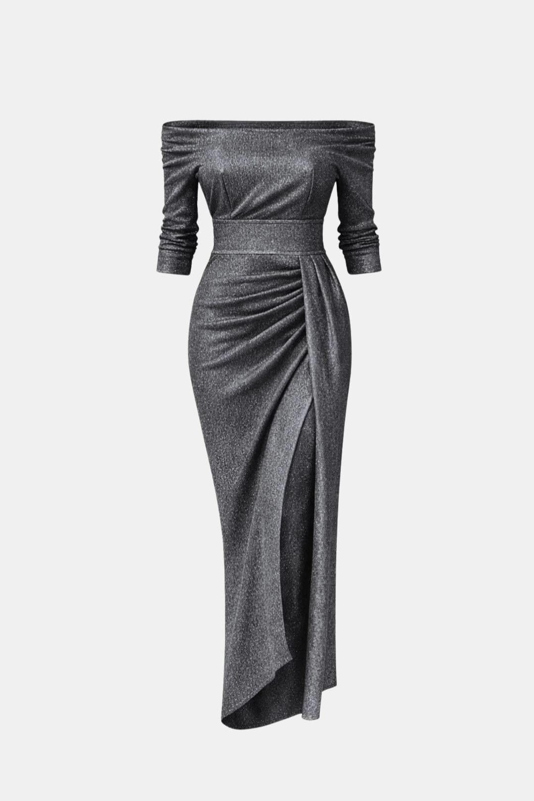 Louise | Robe Longue Drapée Épaules Dénudées