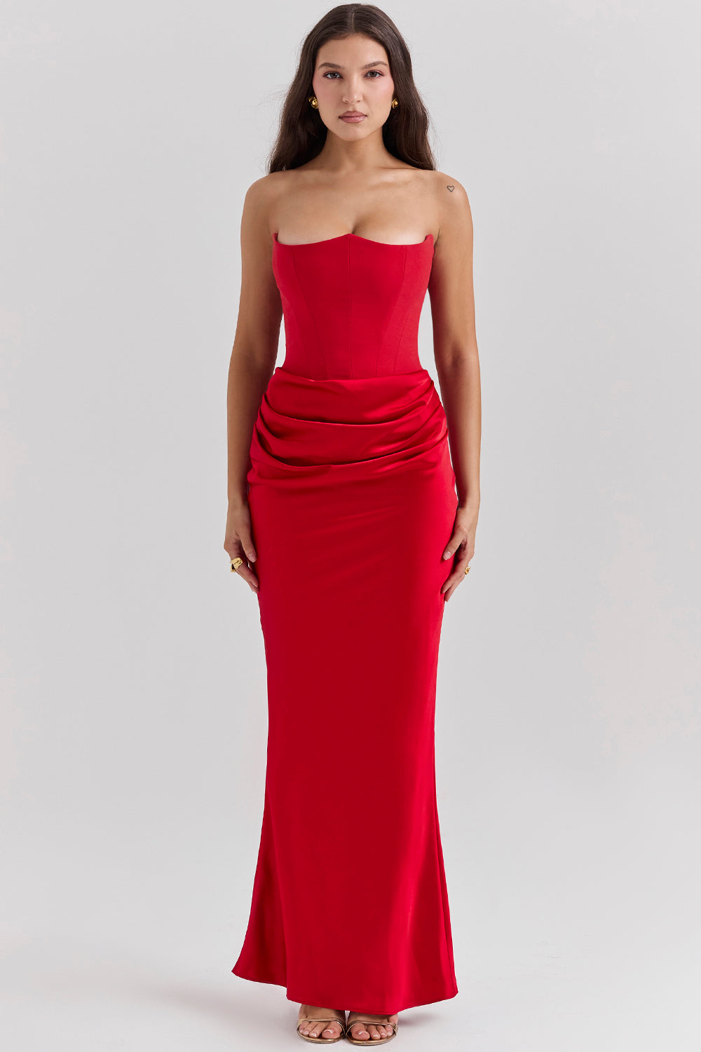 Romane | Robe Longue Bustier Femme à Taille Drapée