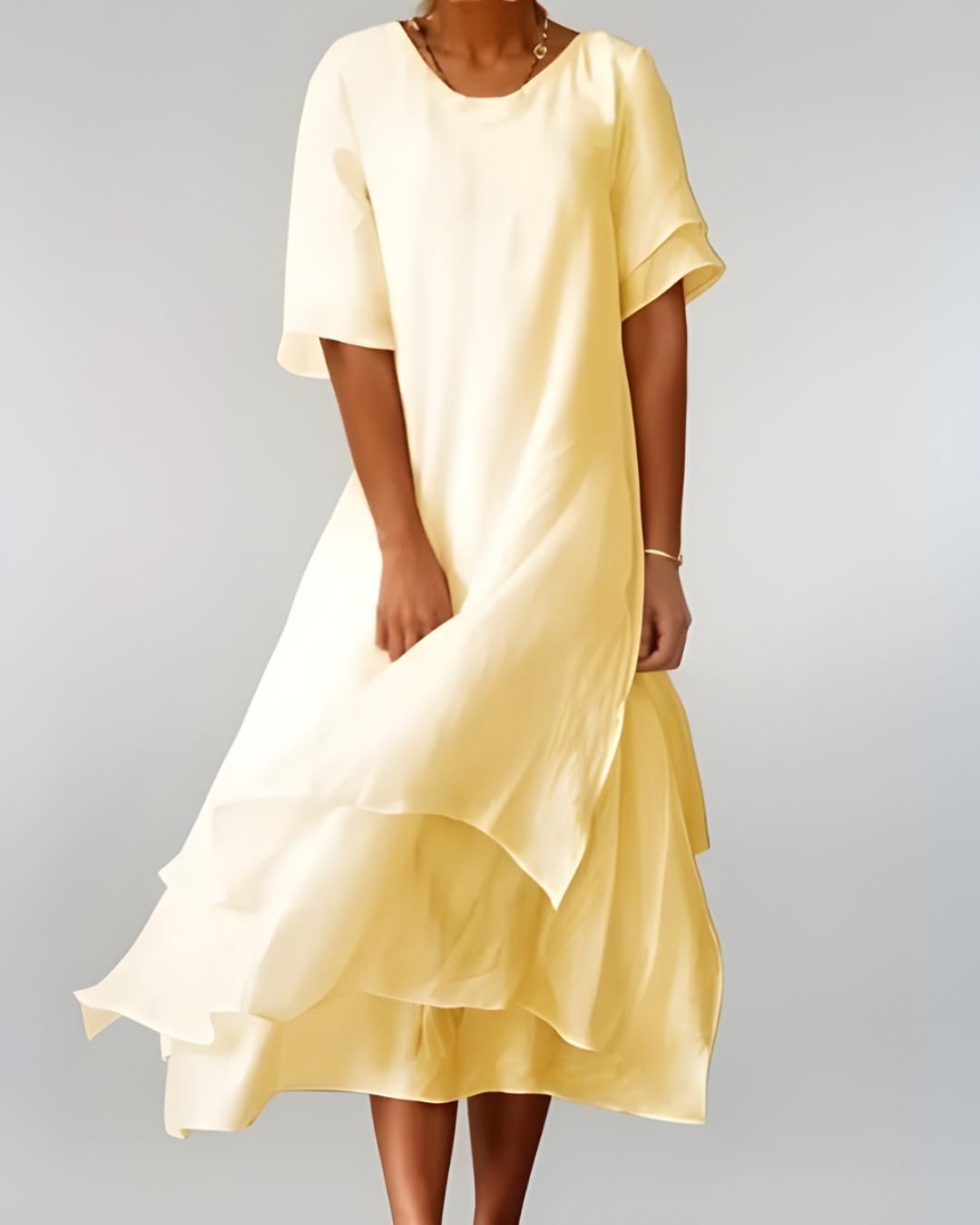Robe longue fluide femme à col ouvert