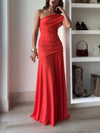 Léna | Robe Longue Femme Asymétrique à Drapé Raffiné
