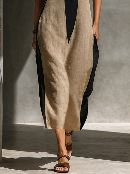 Lucie | Robe Maxi Femme à Col Halter et Découpe Moderne