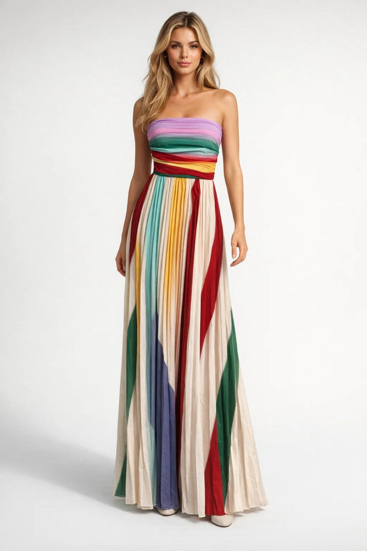 Savannah Robe Longue | Bustier Fluide Multicolore