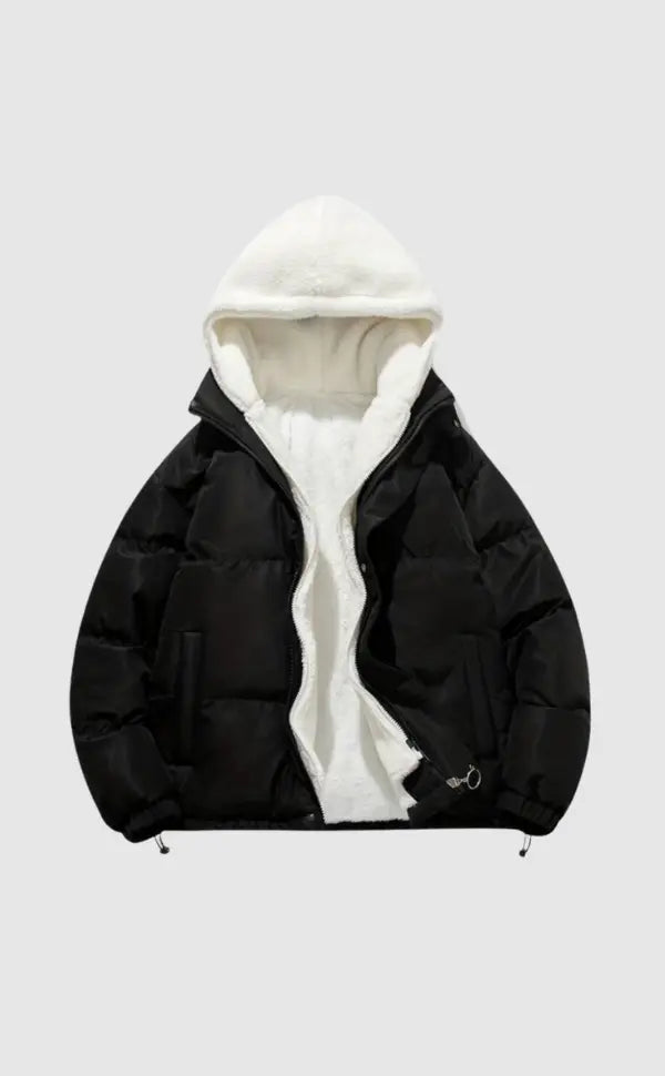 Veste d'hiver femme à capuche - noir
