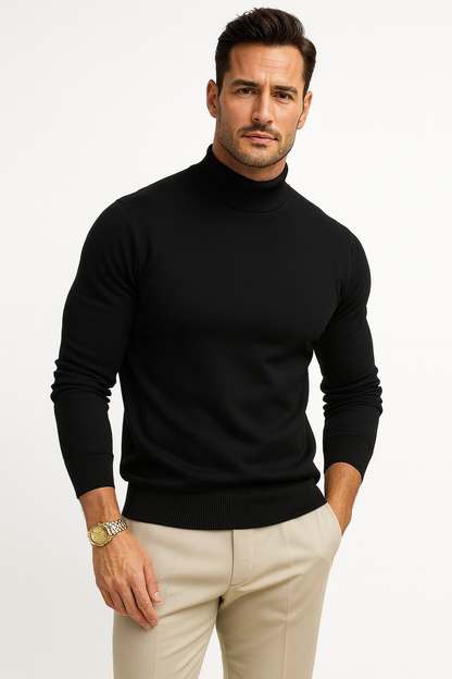 Pull homme en maille fine à col roulé