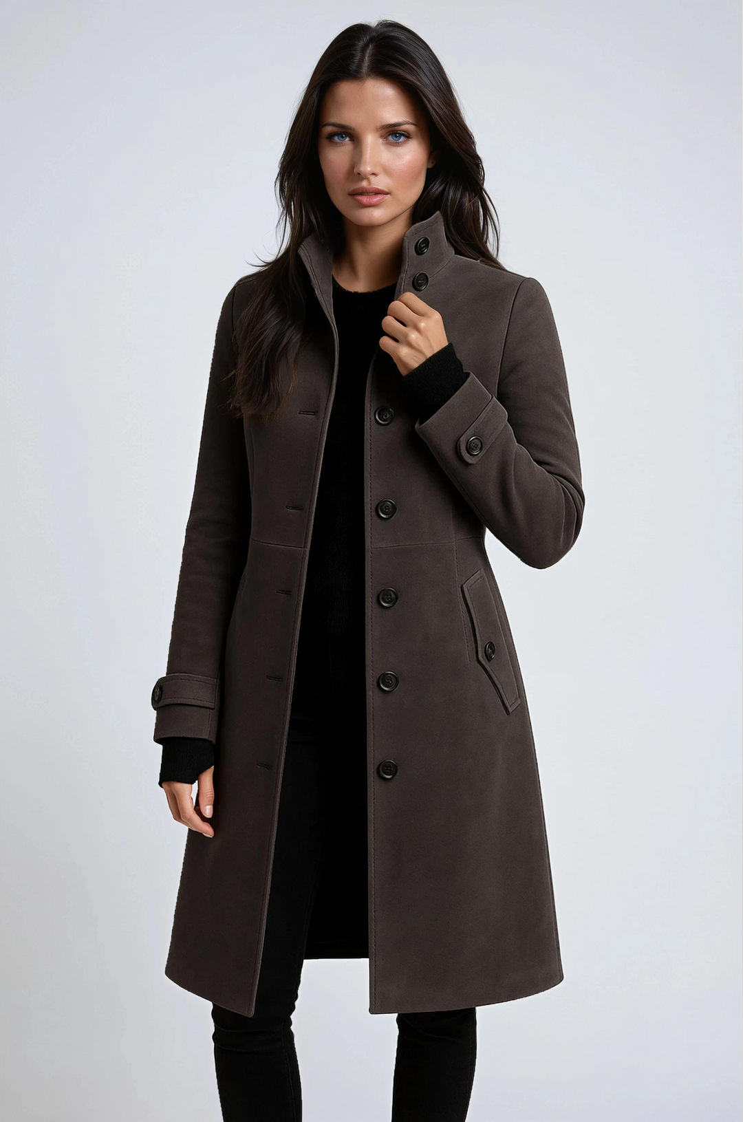 Gwenaël | Manteau long col montant élégant