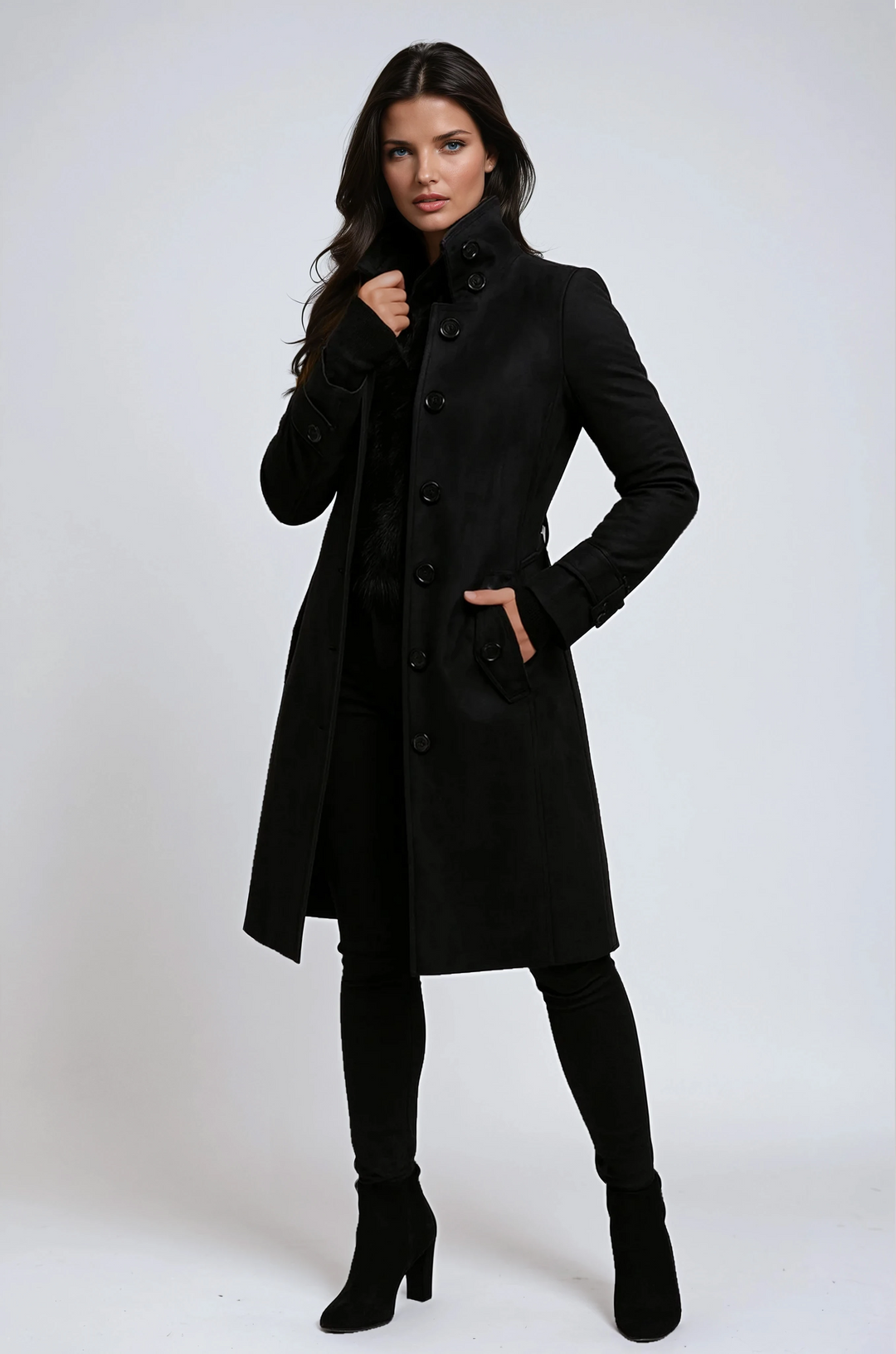 Gwenaël | Manteau long col montant élégant