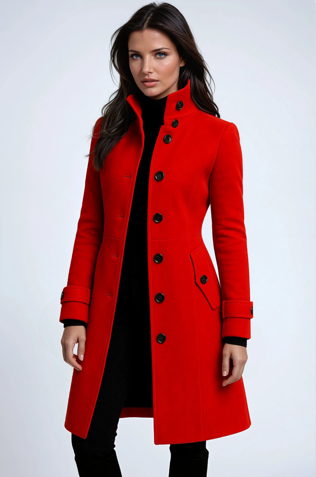 Gwenaël | Manteau long col montant élégant