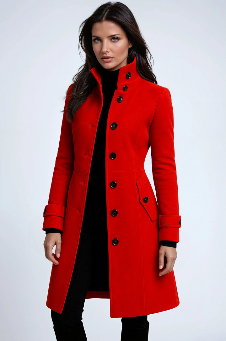 Gwenaël | Manteau long col montant élégant