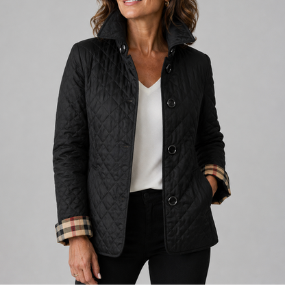 Veste matelassée femme motif losanges col montant boutons
