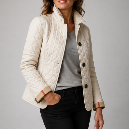 Veste matelassée femme motif losanges col montant boutons