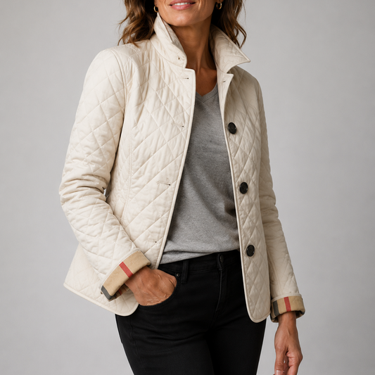 Veste matelassée femme motif losanges col montant boutons