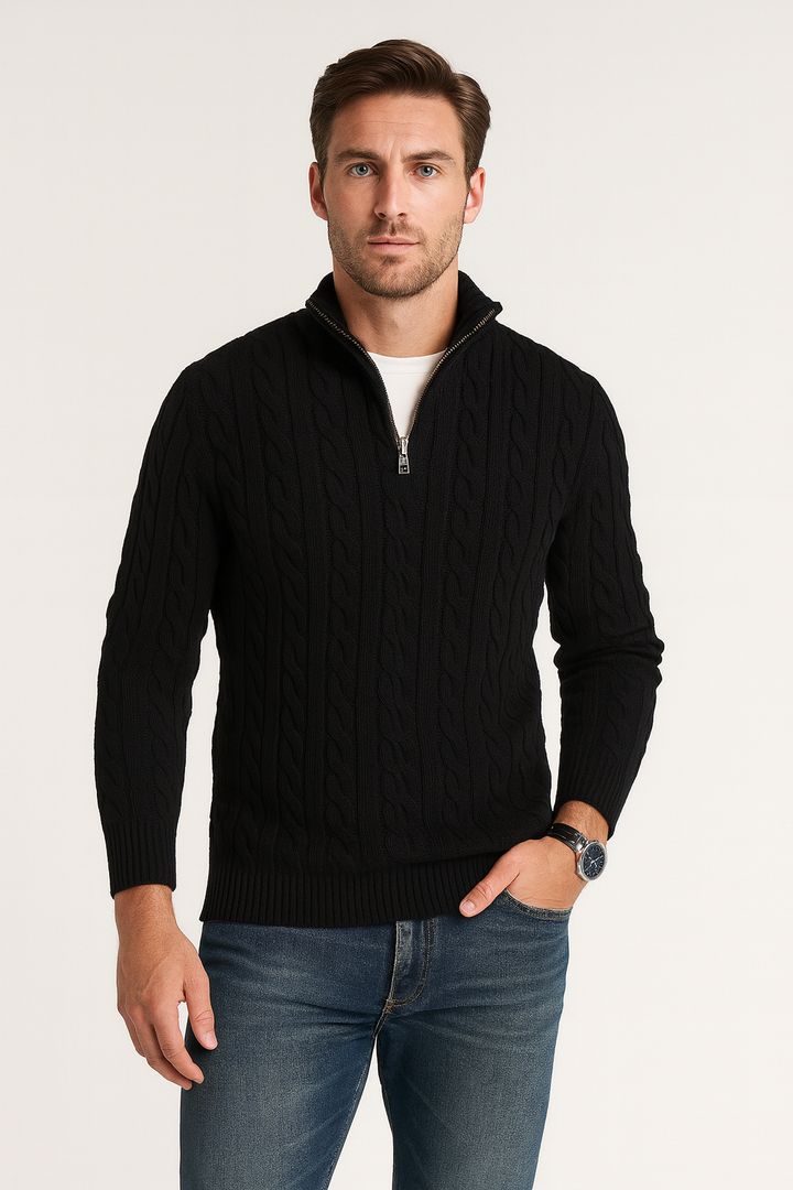 Julien | Pull Homme Demi-Zip Maille Torsadée