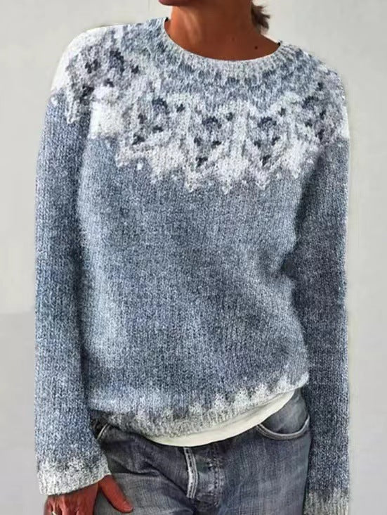 Femme portant un pull vintage à coupe ample