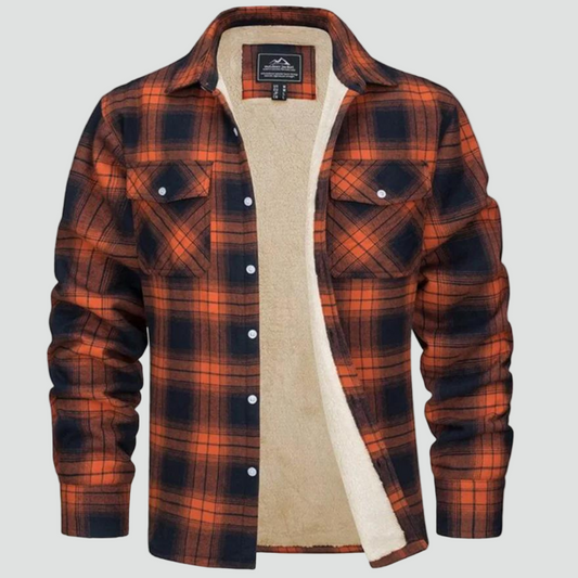 Veste à carreaux doublée polaire homme - orange