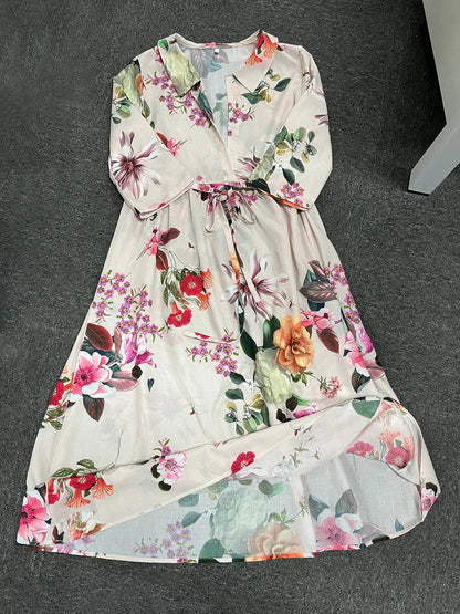 Robe longue imprimée fleurs sauvages en coton