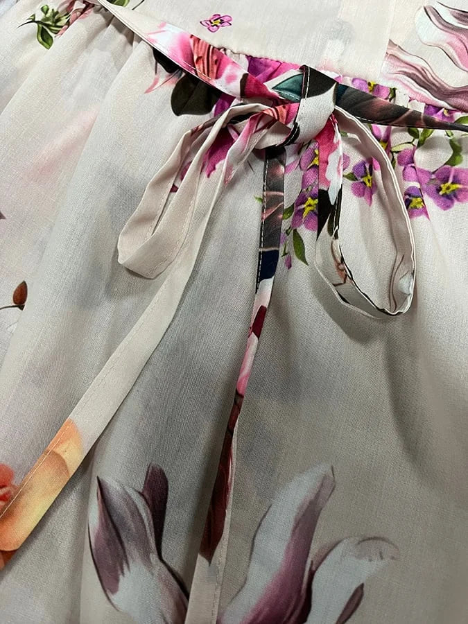 Robe longue imprimée fleurs sauvages en coton