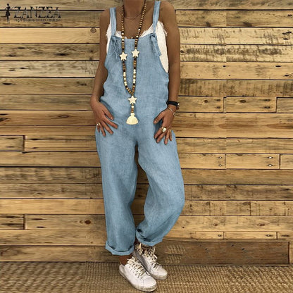 Combinaison en lin femme jambes évasées - bleu clair