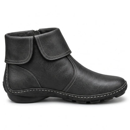 Bottines femme à bout rond et velcro, vue de profil