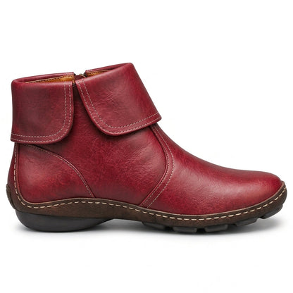 Bottines femme à bout rond et velcro, vue de profil