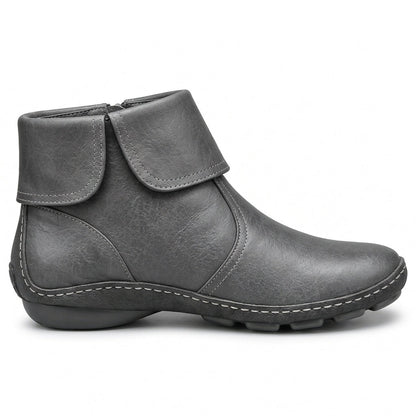 Bottines femme à bout rond et velcro, vue de profil