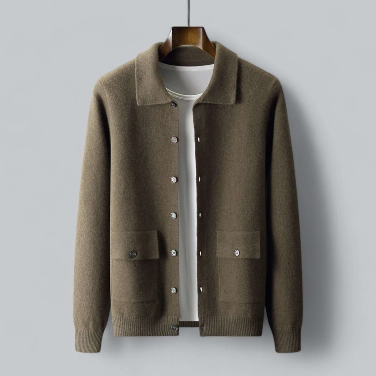Thibault | Cardigan homme col rabattu boutons