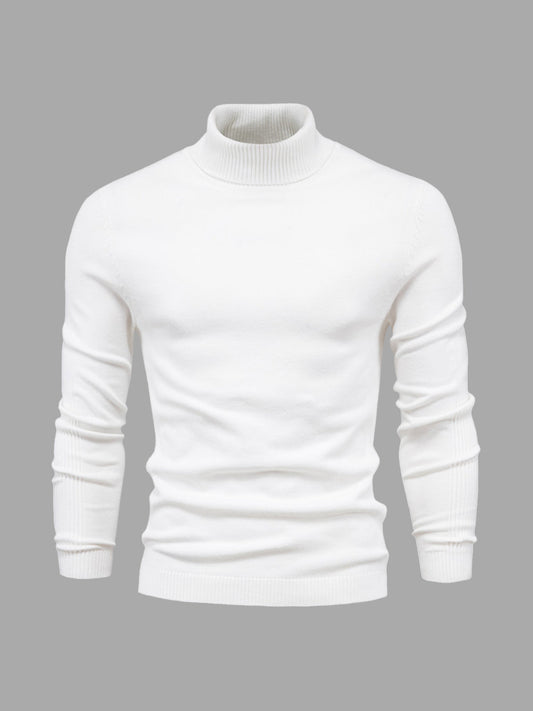 Pull col roulé homme style moderne - blanc