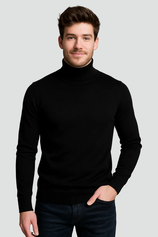 Pull homme à col roulé en maille
