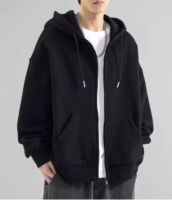 Hoodie zippé homme style urbain - noir