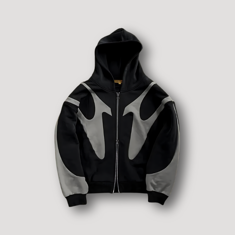 Sweat à capuche homme oversize zippé - noir