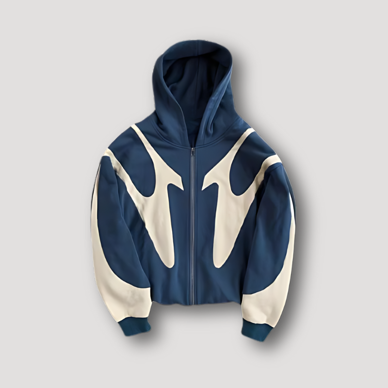 Sweat à capuche homme oversize zippé - bleu