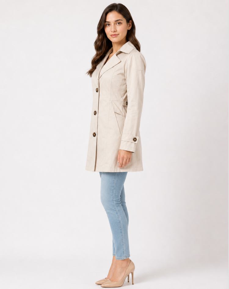 Trench court femme coupe classique