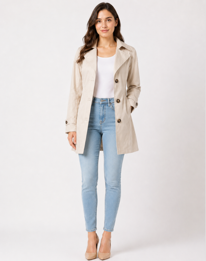 Trench court femme coupe classique