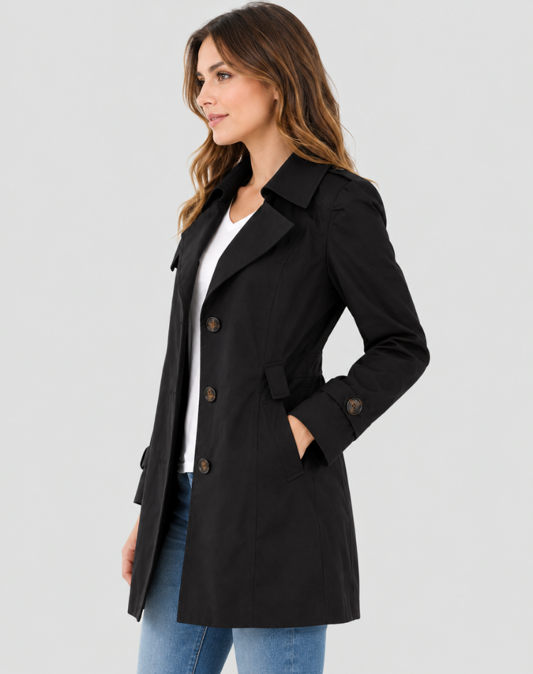 Trench court femme coupe classique