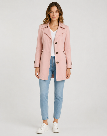 Trench court femme coupe classique - rose