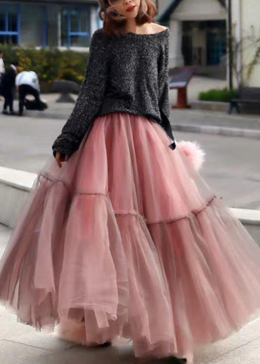 Jupe en tulle brodée pour femme - rose