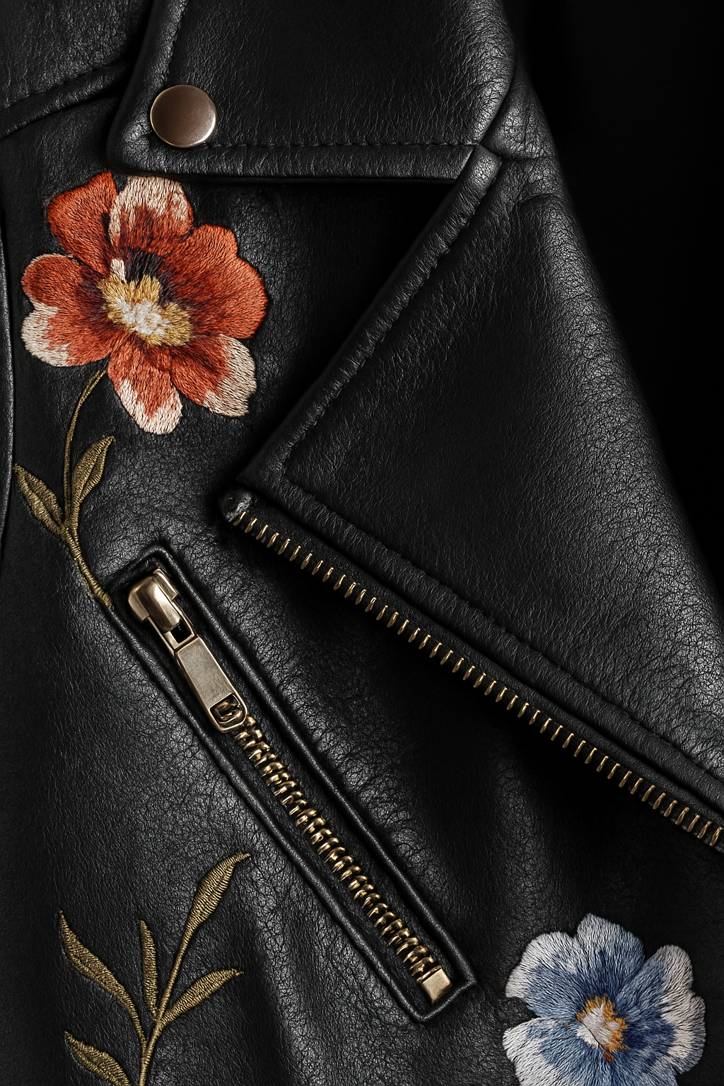 Veste motard imprimée fleurs pour femme