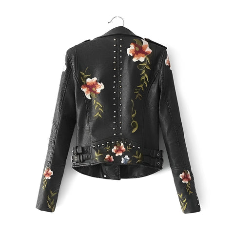 Veste motard imprimée fleurs pour femme