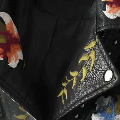 Veste motard imprimée fleurs pour femme