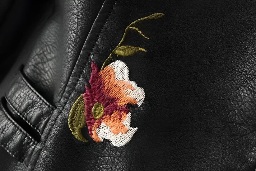 Veste motard imprimée fleurs pour femme
