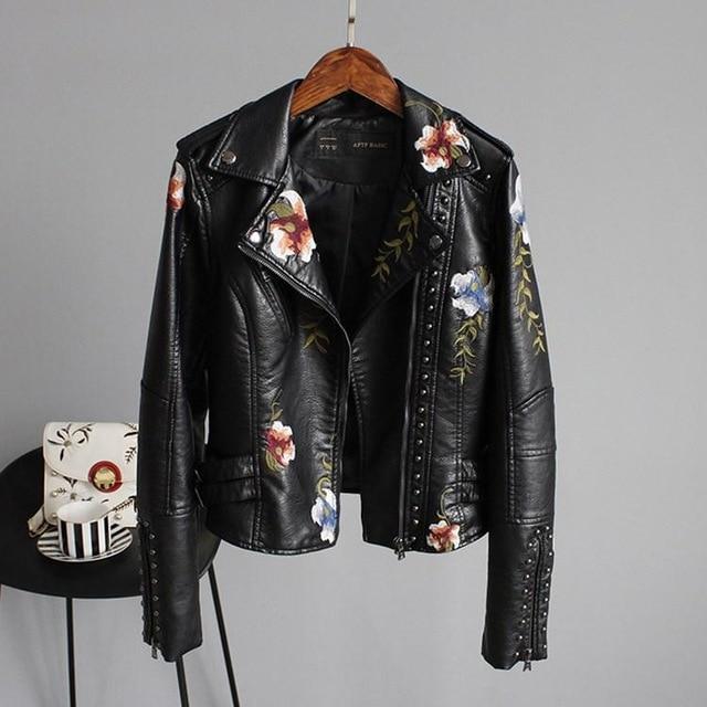 Veste motard imprimée fleurs pour femme