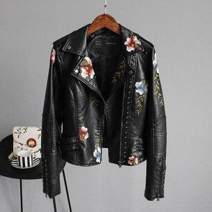 Veste motard imprimée fleurs pour femme