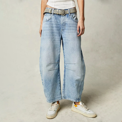 Jean baggy femme taille haute - bleu clair
