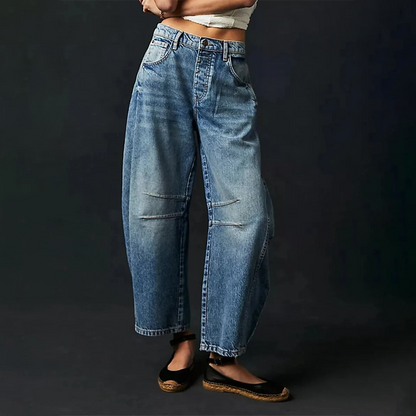 Jean baggy femme taille haute - bleu foncé