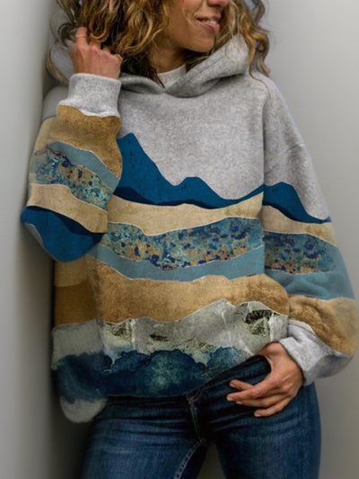 Pull à capuche motif montagne - 5