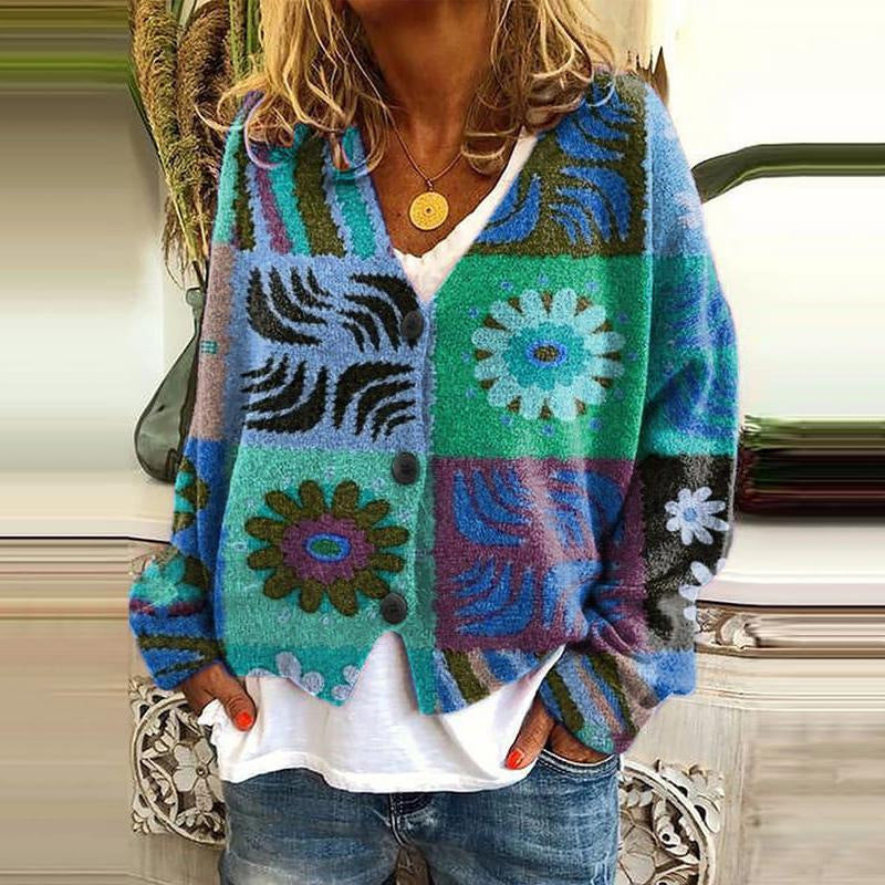 Cardigan patchwork à motifs fleuris - style 3