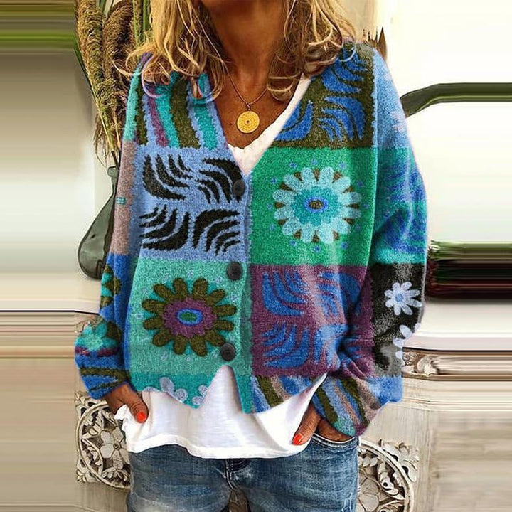 Léna | Cardigan Patchwork Fleur d'Automne